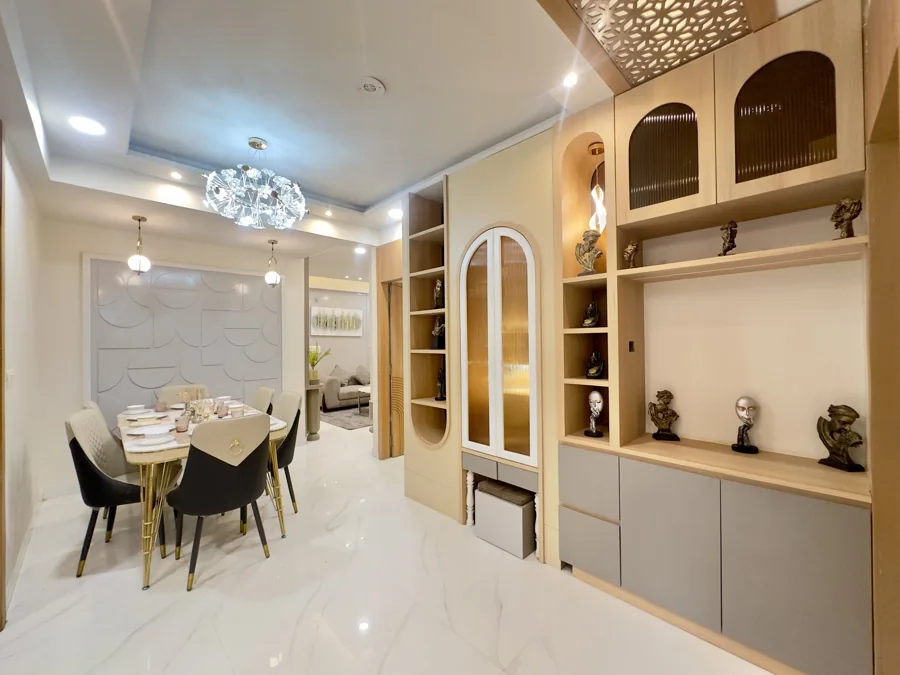 Kalyan EVA actual 3 BHK flat · Dining area and display shelves