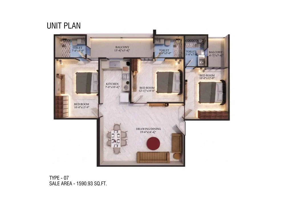 Kalyan Kohinoor Apartment layout · Type 07