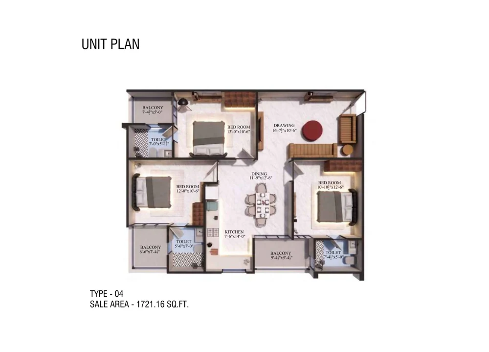 Kalyan Kohinoor Apartment layout · Type 04