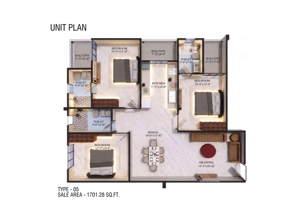 Kalyan Kohinoor Apartment layout · Type 05