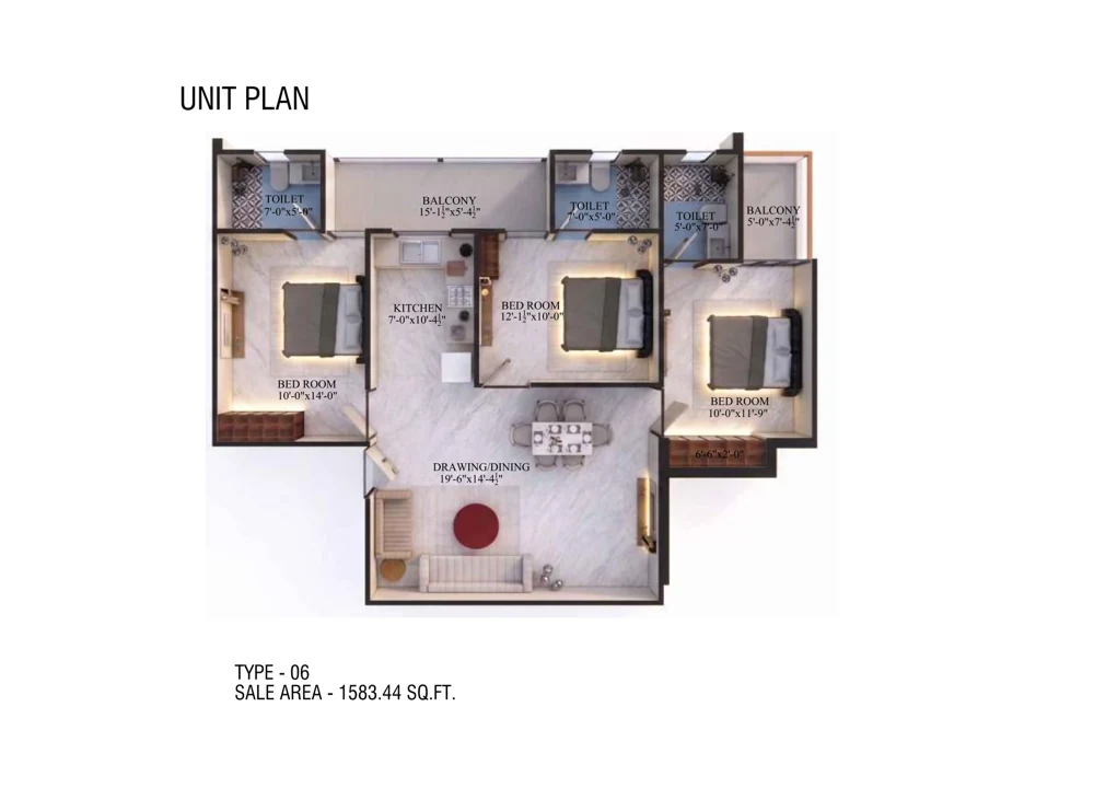 Kalyan Kohinoor Apartment layout · Type 06