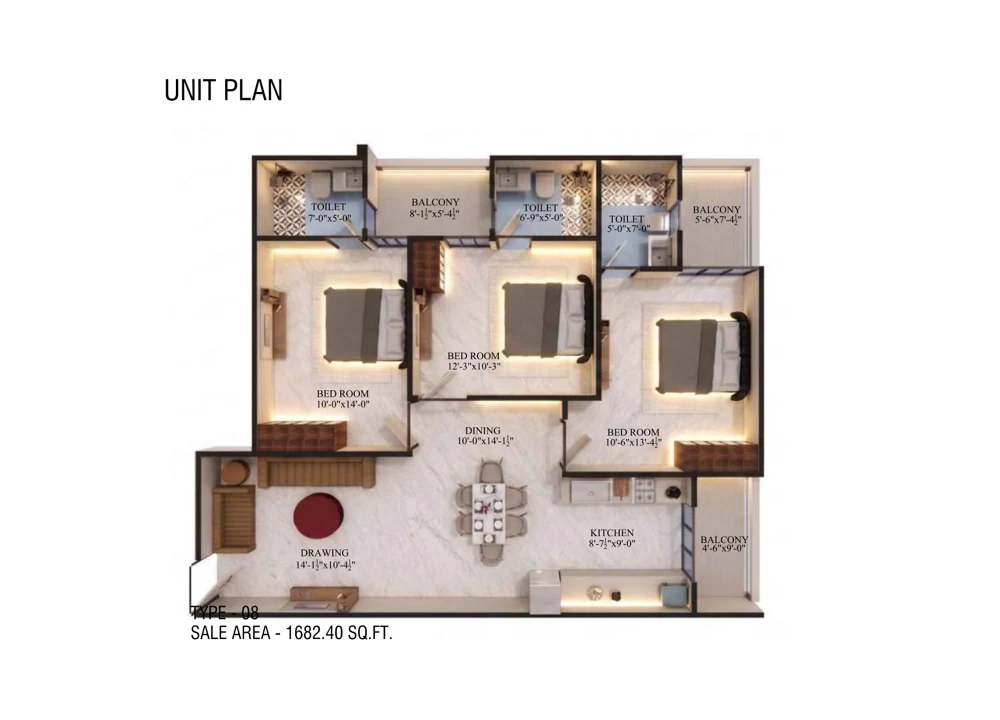Kalyan Kohinoor Apartment layout · Type 08